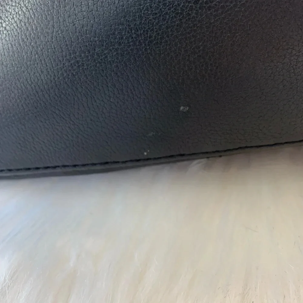 Kate Spade New York Matte Black Leather Bag Crossbody Zip Top Tote Handle Pleat
